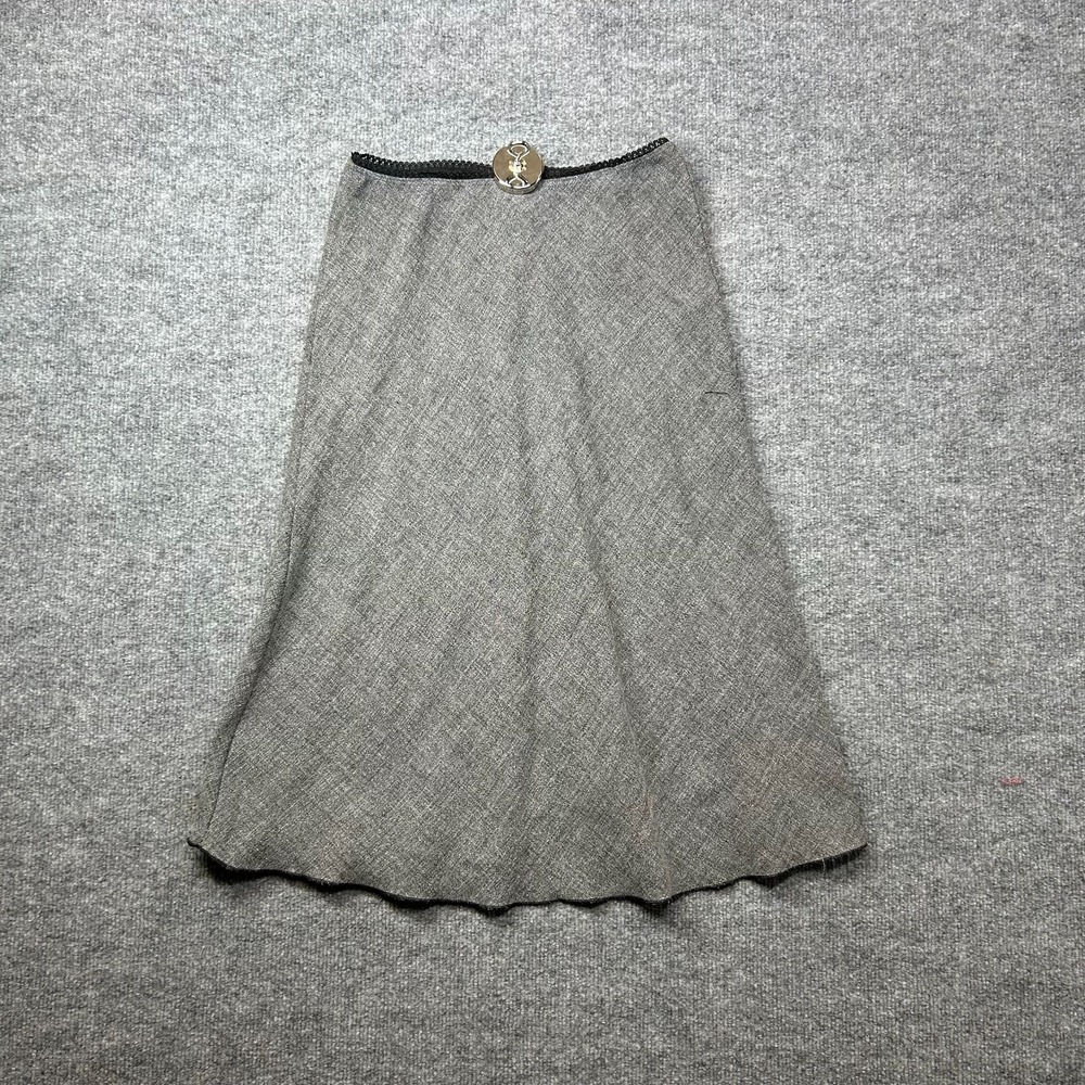 Vintage Von Mozart A-Line Maxi Skirt Women's Gray Lace Trim USA Made - Medium